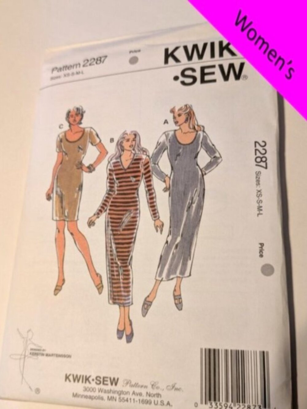 Kwik Sew 2287 Sewing Pattern NEW UNCUT dress size Xsm - Large